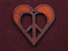 Rusted Iron Heart With Peace Cut Out Pendant