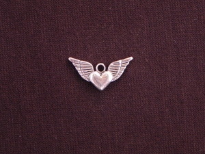 Charm Silver Colored Heart With Wings