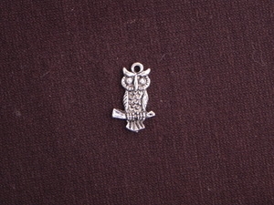 Charm Silver Colored Perched Owl