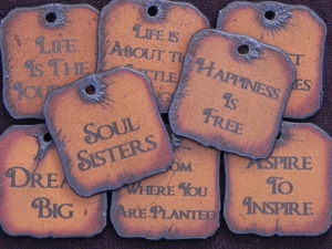 10 Funky Square Rusted Iron Inspirational Pendants (Mix & Match) for $40.00