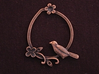 Pendant Antique Copper Colored Bird With Flowers