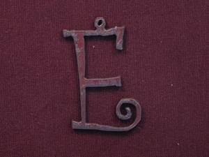 Rusted Iron Initial E Pendant