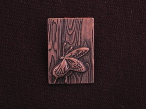 Pendant Antique Copper Colored Rectangle With Butterfly