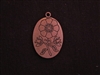 Pendant Antique Copper Colored Oval With Etched Flower