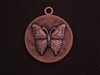 Pendant Antique Copper Colored Round Medallion With Butterfly