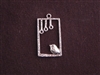 Pendant Silver Colored Chubby Bird In Square Cage