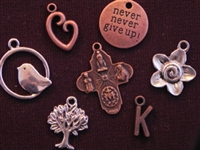 60 Antique Copper Colored, Antique Bronze Colored Or Silver Colored Charms (Mix & Match) for $75.00