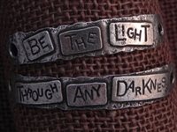 American Pewter Double Leather Cuff Plates BE THE LIGHT THROUGH ANY DARKNESS