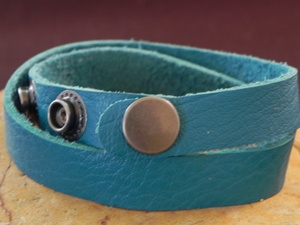 Leather Cuff Double Wrap Bracelet Turquoise