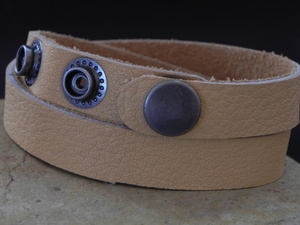 Leather Cuff Double Wrap Bracelet Saddle (Chamois Cloth)