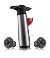 Stainless Steel Wine Saver Pump and 2 Stoppers