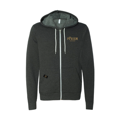 pFriem dark gray zip up hoodie