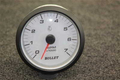 Bullet Tachometer Gauge with Bullet Logo Black or White