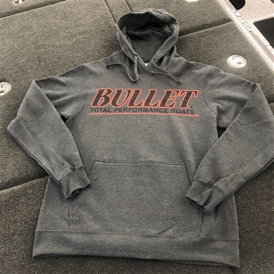Super Soft Heavy Weight Bullet Logo Grey Hoodie with Black and Red Logo
