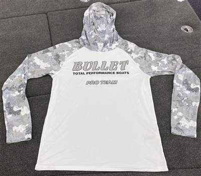 Bullet Pro Team Long Sleeve Hooded Camo Performance Jersey 50+ UV