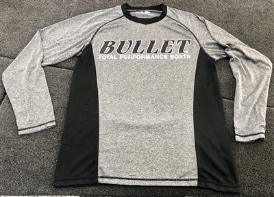 Heather Gray & Black Bullet Logo Long Sleeve Fishing Jersey