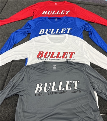 Heather Gray & White Bullet Logo Long Sleeve Fishing Jersey