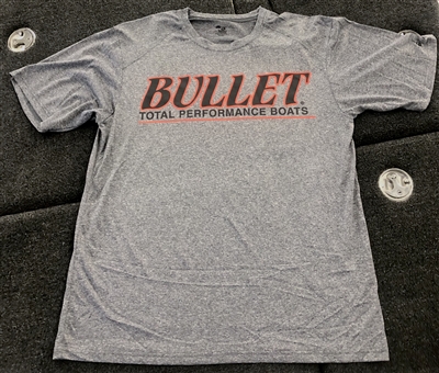 Badger Sports Heather Grey Bullet Logo Performance Short Sleeve Jersey with Black Logo and Red Outline