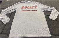 Classic Bullet Logo Long Sleeve T-shirt Dark Heather Grey with Black logo and Red Outline