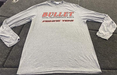 Classic Bullet Logo Long Sleeve T-shirt Dark Heather Grey with Black logo and Red Outline