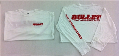 BULLET LONG SLEEVE PERFORMANCE JERSEY, WHITE WITH RED, BLUE, or BLACK GRAPHICS