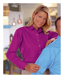 Blue Generation Ladies Long Sleeve Poplin Dress Shirt (BG6216)