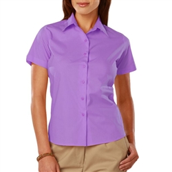 Blue Generation Ladies Easy Care Short Sleeve Stretch Poplin Blouse (BG6218S)