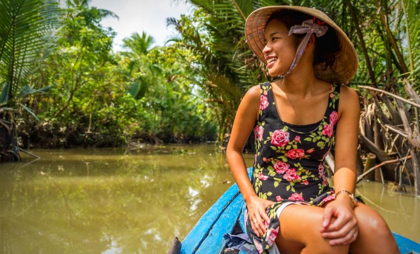 Journey to the Mekong Delta,  boating on Tien Giang River, My Tho village, Vinh Trang Pagoda, Jade Emperor