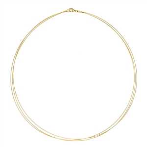 Multi Strand 3 Cable Wire Necklace 18k or 14k Gold