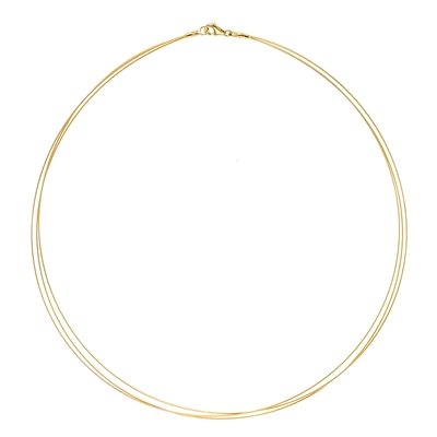 Multi Strand 3 Cable Wire Necklace 18k or 14k Gold