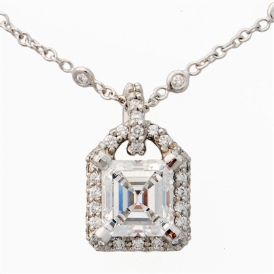 3.02ct Asscher Diamond Pave Pendant