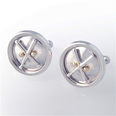 Take Him to the Ballgame Diamond Cuff Links, 18k Yellow Gold and feature 1.4mm precision cut diamonds, to add a sparkle, 14k Gold.