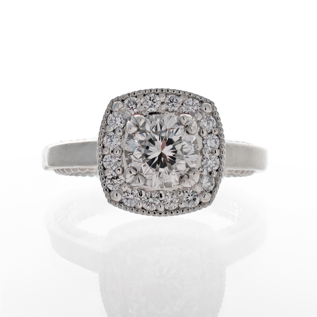 AGS G/VS1 Square Brilliant-Cut Diamond Halo Engagement Ring - 66mint Fine  Estate Jewelry