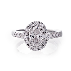 Cathedral Oval Halo Diamond Engagement Ring