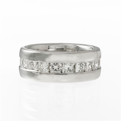 Channel Cushion Cut 3.20ct Diamond Eternity Wide  Band