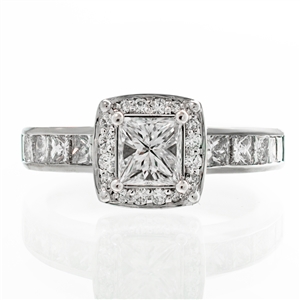 Cushion Halo Princess Cut Center Diamond Engagement Ring