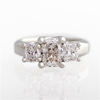 Three Stone Cushion Woven Diamond Engagement Ring