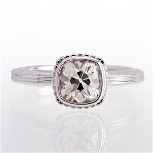 .95ct Old Mine Cut,  Diamond Bezel Engagement Ring