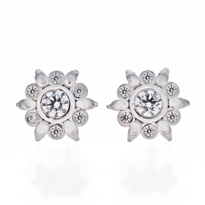 Diamond Bezel Flower Earrings,  .35ct