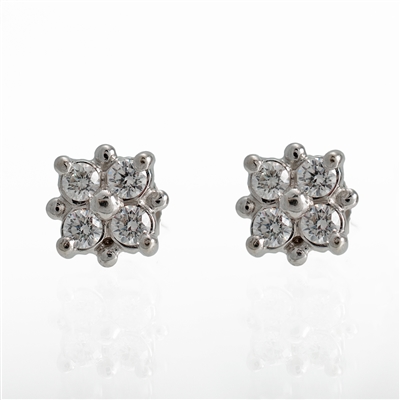 Diamond Square Dot Earrings, .25ct