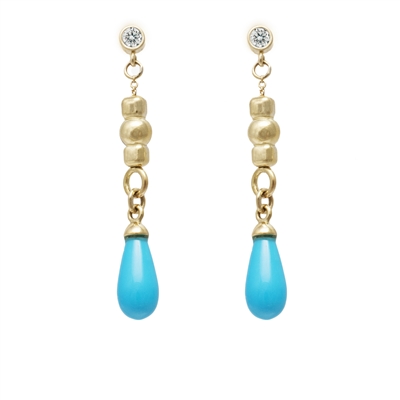 Diamond Turquoise Dangle Earrings