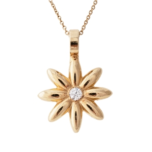 Flower Pendant Diamond, 14k Gold