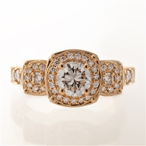 Cushion Halo Three Stone Diamond Engagement Ring, 14k, 18k Gold & platinum
