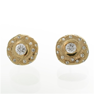 .70ct Hammered Diamond Studs, star gaze arrangement