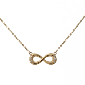 Infinity Diamond Necklace, Cable chain included.  14k Gold.