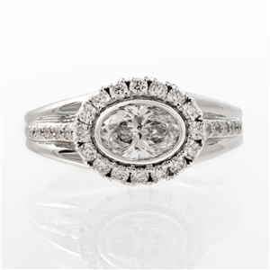 Oval Bezel Halo Diamond Ring