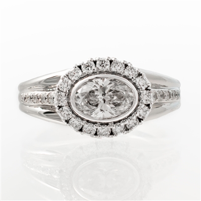Oval Bezel Halo Diamond Ring