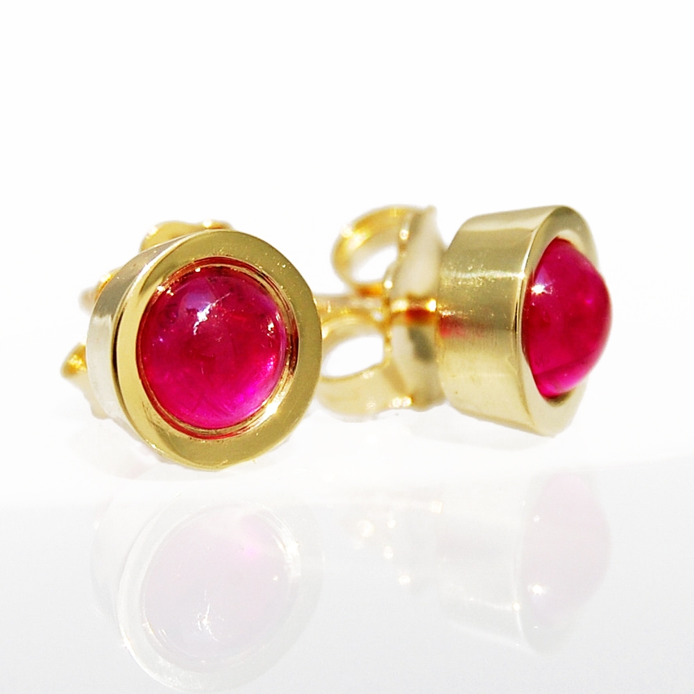 Riyo Good Gemstones trillion Cabochon Red Indian Ruby Silver Earrings –  Riyo Gems