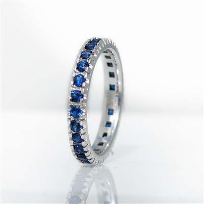 Blue Sapphire Eternity Band 4 Prong Set