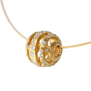 Sfera Wave Diamond Pendant Necklace, .5 carat of ideal cut round diamonds in a brushed 14k gold finish.  Chain included.